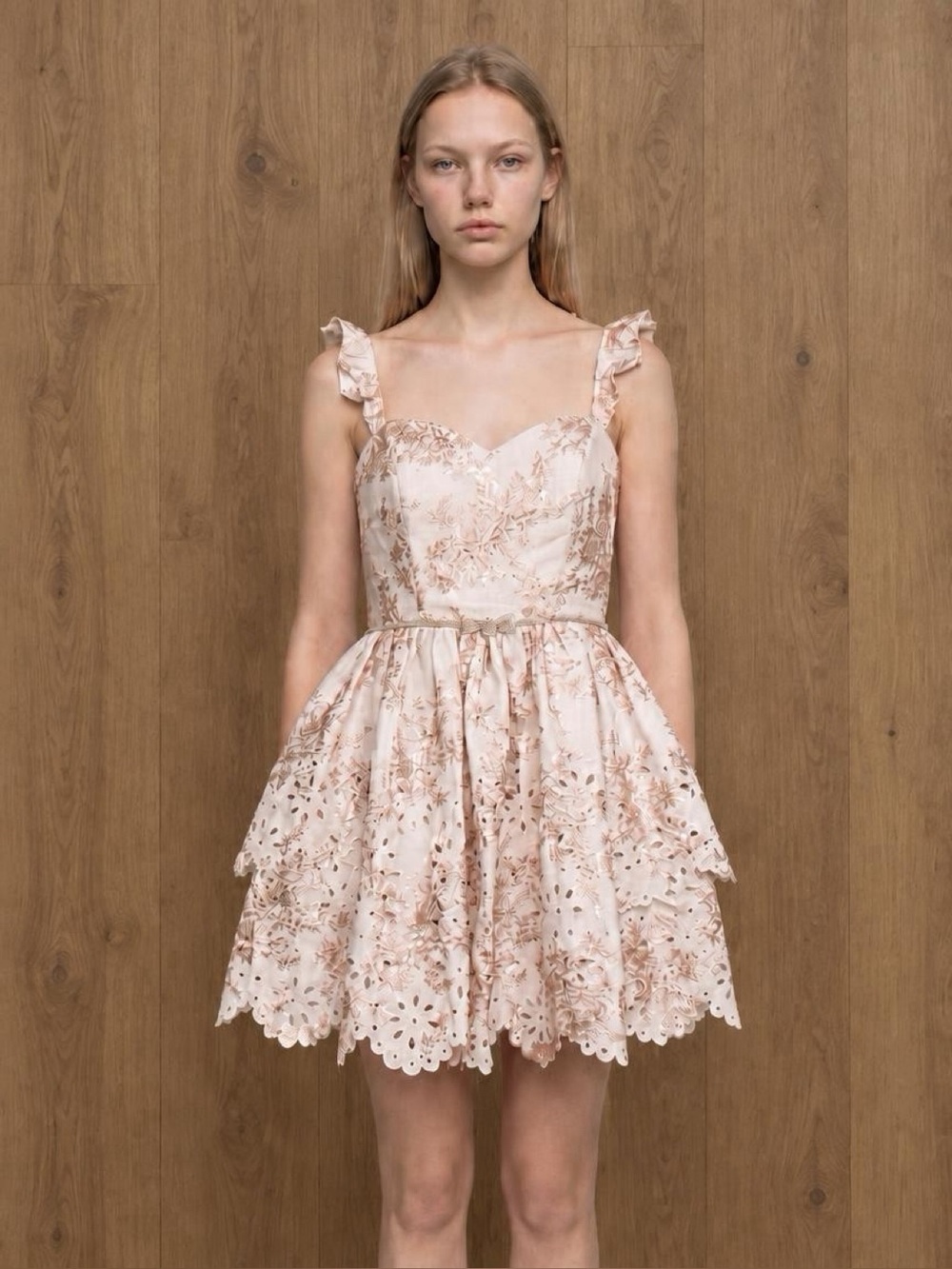 Morgan & Co pink floral dress sweetheart fit flare